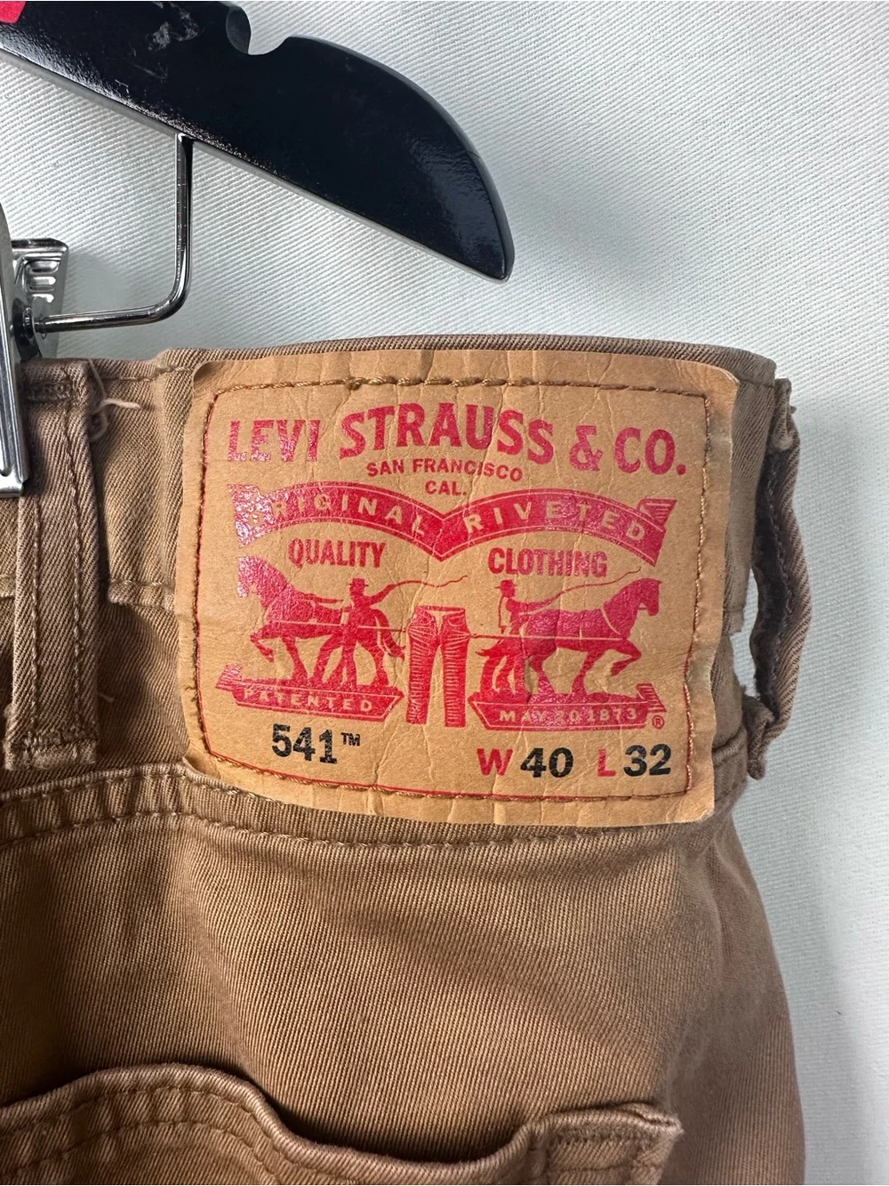 Levi's 541 Straight-Fit Brown Work Pants with Red Patch